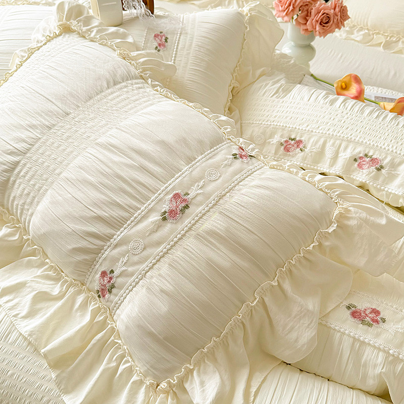 Seersucker ล้างผ้าฝ้ายเย็บปักถักร้อยลูกไม้ลูกไม้ปลอกหมอนซองจดหมาย Pillowcover 48*74 ซม.*1 ชิ้น