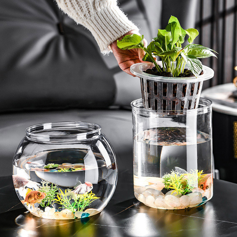 Creative พลาสติก Hydroponic Planter แจกัน Fishbowl Clear Aquarium กระถางดอกไม้พืชสีเขียวดอกไม้คอนเทนเนอร์ตกแต่งบ้าน