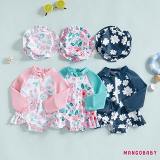 Mg-toddler Girls Rash Guard ชุดว่ายน้ํา Rompers แขนยาวพิมพ์ล…