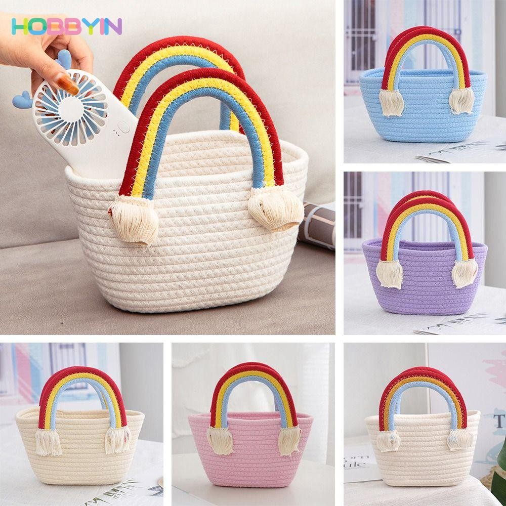 HOBBYIN ตะกร้าผ้าฝ้าย เชือกถัก แฟชั่น สําหรับปิกนิก