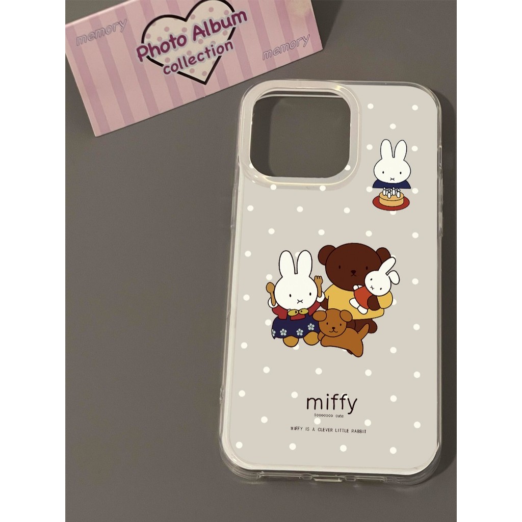 Miffy กระต่ายครอบครัวเคสโทรศัพท์เหมาะสําหรับ iPhone16 15 14 13 11 12Promax 11Promax 12Pro 14plus 15Promax UFZM