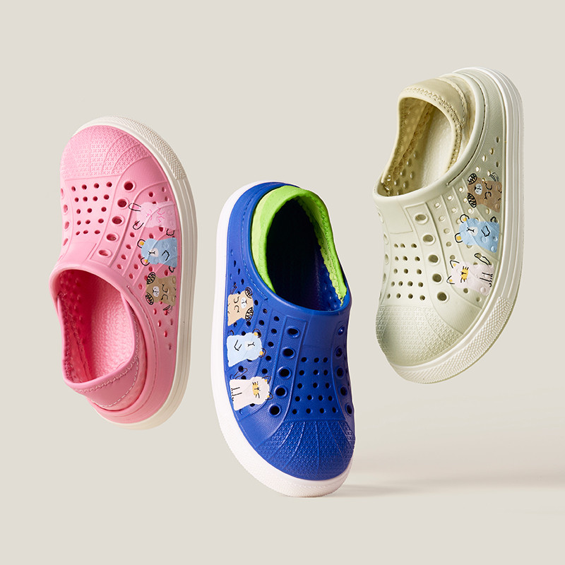 Cheerful Mario 17-24ซม Sandal เด็ก พิมพ์การ์ตูนสัตว์ รองเท้าผ้าใบเด็ก กันลื่น พื้นหนา รองเท้ารัดส้นเด็ก