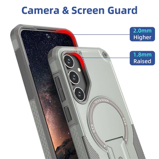 Magnetic Armor Grade Kickstand เคสสําหรับ Samsung Galaxy A56 A55 A54 A35 A25 A16 A15 A14 S25 S24 Ultra Plus ไร้สายชาร์จฝาครอบ Shell