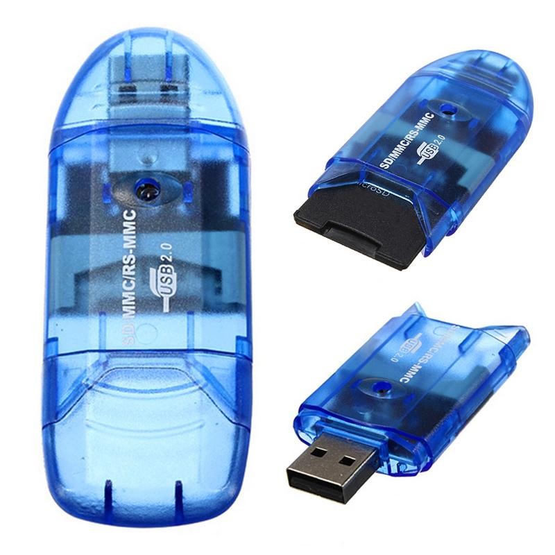 Mmc/sd/sdhc Card Reader Blue Double Cap Usb 2.0 Usb Tf Storage Adapter Sdhc Mmc Sd P4u0