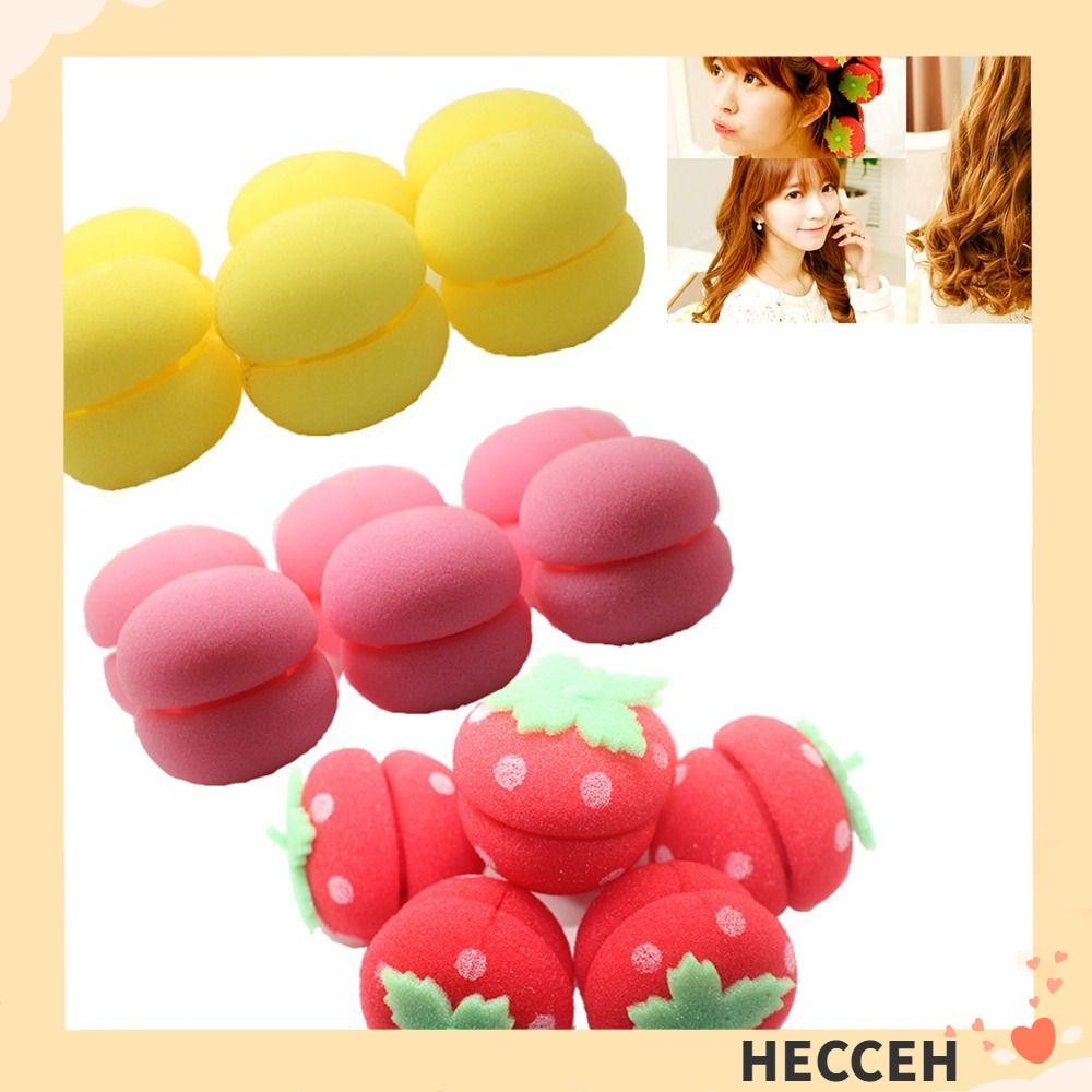 Hecceh ลูกกลิ้งม้วนผม 6 ชิ้น ฟองน้ํานุ่ม DIY จัดแต่งทรงผมสตรอเบอร์รี่ สําหรับผมยาว