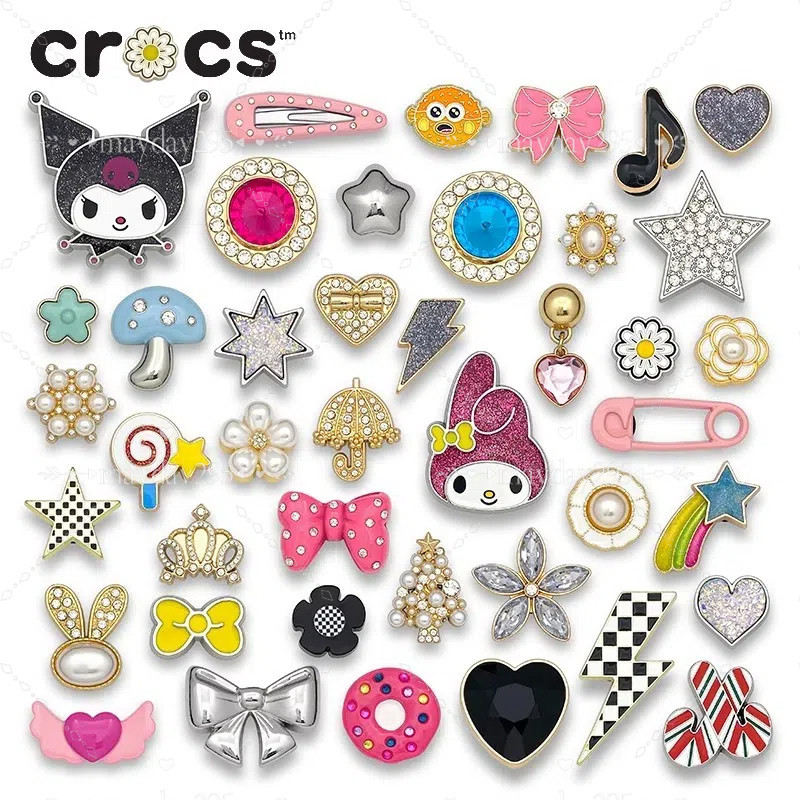 Crocs jibbitz โลหะ Kuromi crocs charm รองเท้าอุปกรณ์เสริมรองเท้าดอกไม้