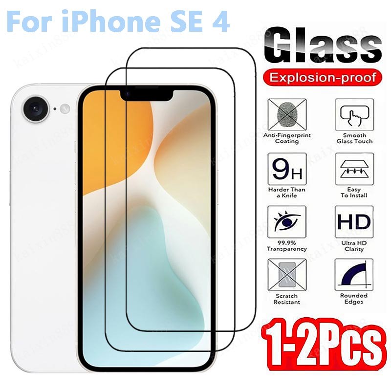 1-2 ชิ้นiPhone SE 4 กระจกนิรภัยป้องกันหน้าจอสําหรับiPhone SE4 SE 2025 2022 2020 X XS Max XR 16e 16 1