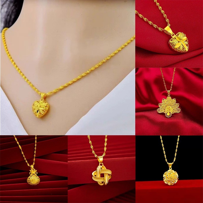 สร้อยคอจี้หัวใจสีทองรักกุหลาบสร้อยคอไหปลาร้าโซ่ไม่ซีดจางสร้อยคออุปกรณ์เสริมสําหรับผู้หญิงสาวของขวัญ