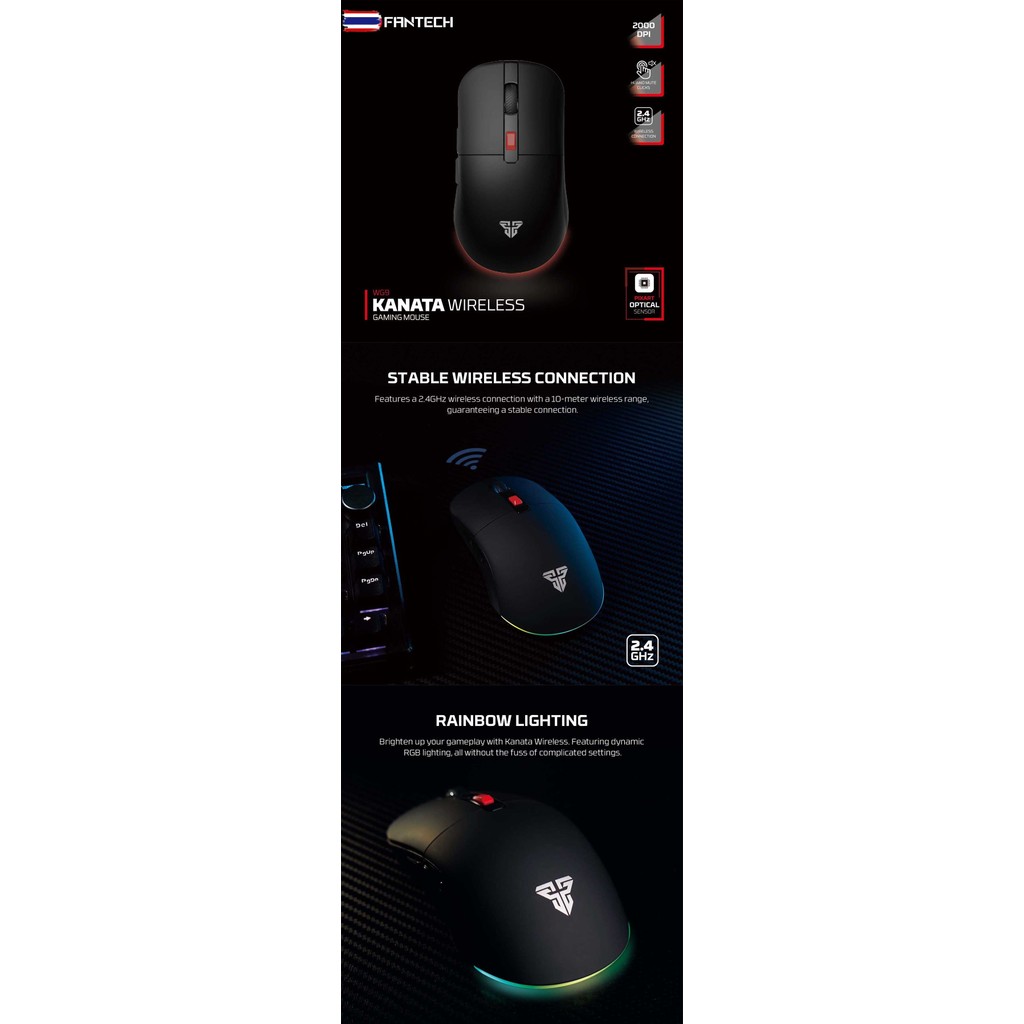 iHAVECPU MOUSE เมาส์ FANTECH WG9 KANATA WIRELESS BLACK