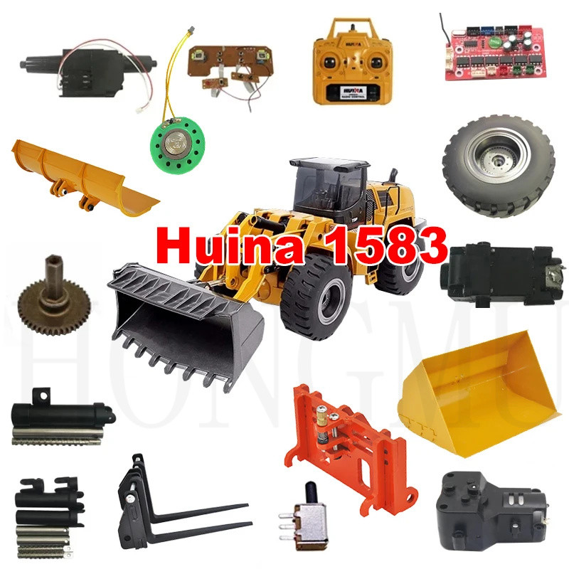 Original อัพเกรด huina 1583ด้านหน้า/ด้านหลังไดรฟ์กล่องเกียร์ Alloy Bucket Quick Hitch โลหะส้อมวิทยุส
