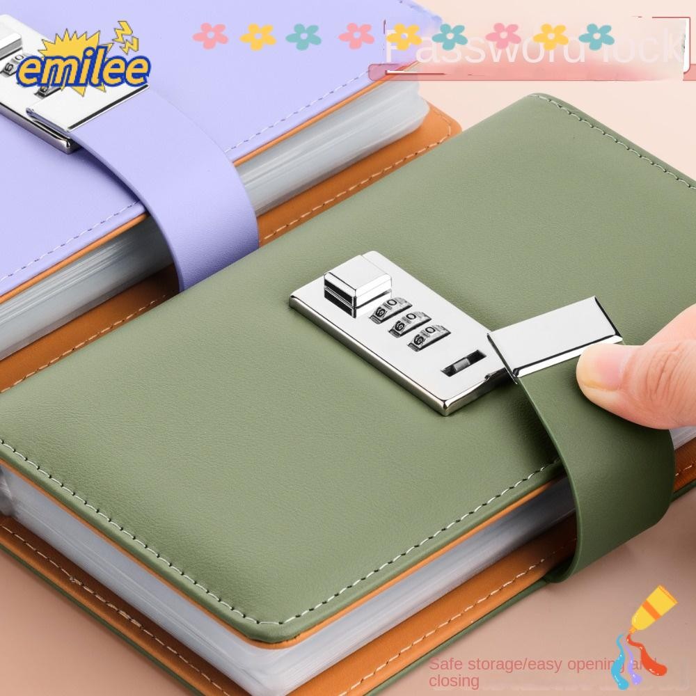 Emilee 100 ซองประหยัดเงิน Challenge ประหยัดเงินความจุขนาดใหญ่ Mini Binder Saving Challenge, กันน้ําพร้อมรหัสผ่านล็อคแผ่นฝากออมทรัพย์แบบใช้ซ้ําได้คู่รัก