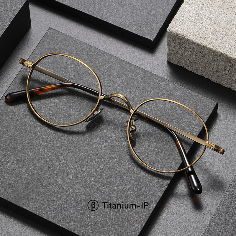 ใหม่รูปไข่รูปกรอบแว่นตาunisex UltralightไทเทเนียมRetro Anti Blue Lightแว่นตาญี่ปุ่นHandmadeกรอบK01T