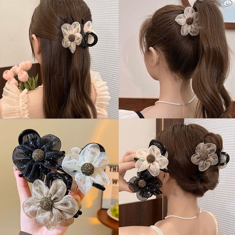 High-end Rhinestone ดอกไม้ Hairpin ผู้หญิงใหม่ผมหางม้าสูงอุปกรณ์เสริมผม