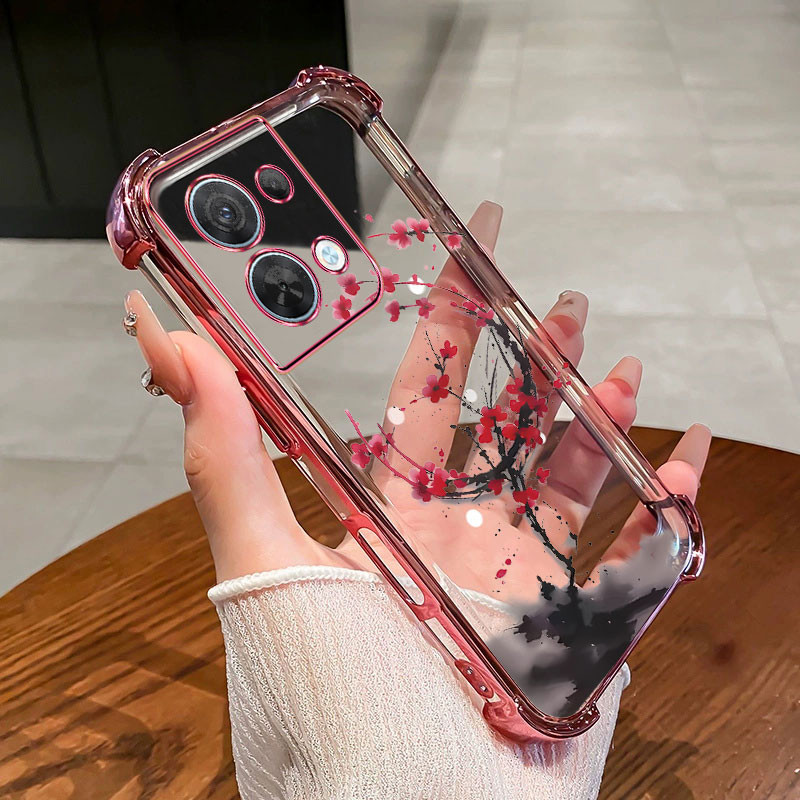 กันกระแทกcase สําหรับ OPPO RENO 8 13 13F 5G RRO เคสโทรศัพท์ TPU ใหม่ดอกพลัมโปร่งใส 2025 ราคาถูก softcase