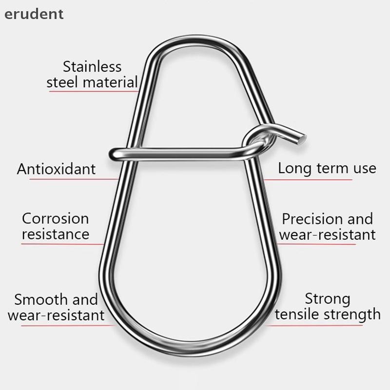 Erudent 100 ชิ้นคลิปตกปลา Fast Crankbait Snaps เหยื่อตกปลาตัวเชื่อมต่อตกปลาน้ําเค็ม Duo ล็อคล่อสแตนเลสใหม่