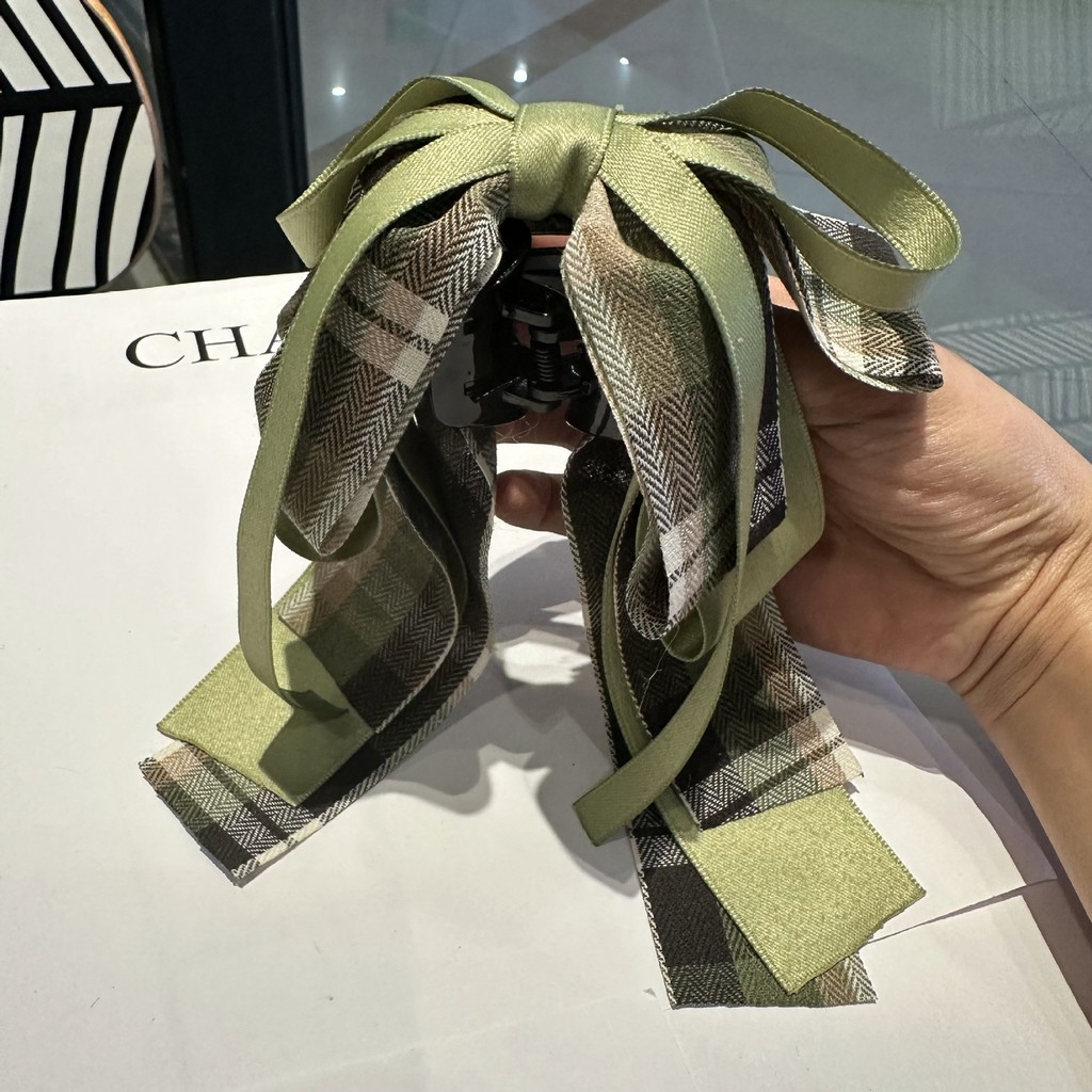 คลิปผมลายตารางสไตล์เกาหลีคุณภาพสูง สไตล์อังกฤษ พร้อมหัวใจประดับเพชร คลิปผมหางม้า ใหม่สำหรับผู้หญิง - รูปที่ 2