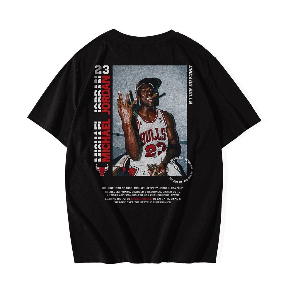 【NEW👕】เสื้อยืด พิมพ์ลาย Michael Jordan Chicago Bulls 23 NBA สําหรับผู้ชายS-3XL