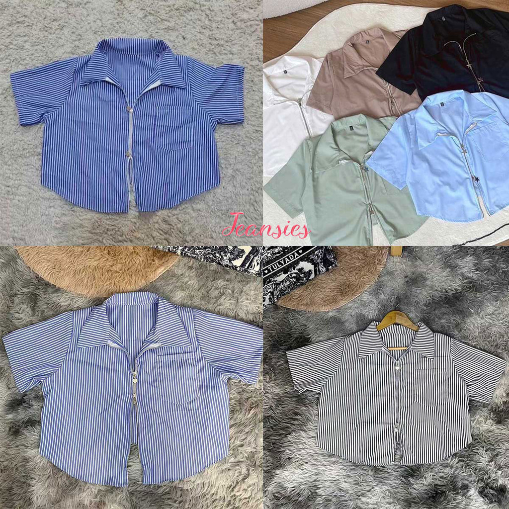 เสื้อครอปแขนสั้นซิปรูปดาวรูดได้น่ารักมากๆ