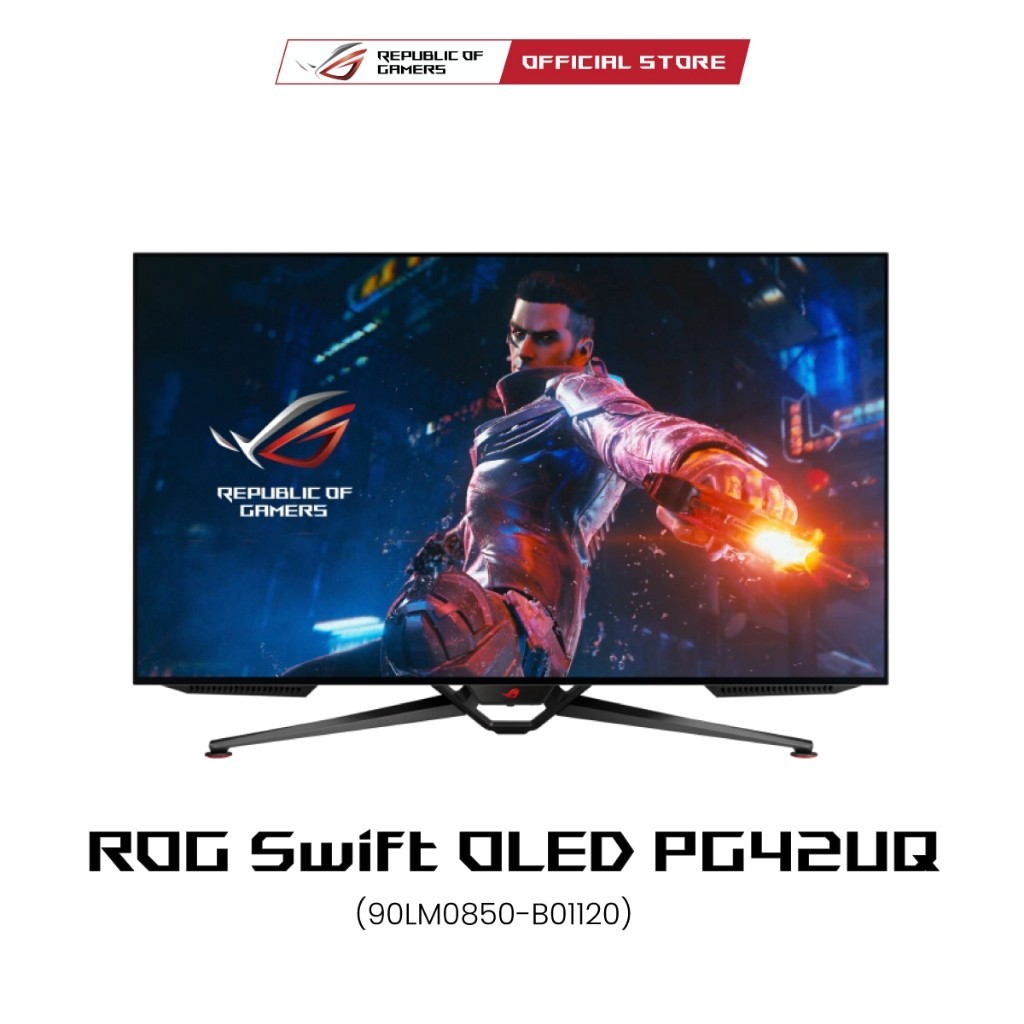 ASUS ROG Swift OLED PG42UQ (90LM0850-B01120) Gaming Monitor, 41.5-inch 4K, OLED, 138Hz (overclocked), 0.1 ms (GTG), G-SYNC compatible, anti-glare micro-texture coating, custom heatsink, uniform brightness, 98% DCI-P3, true 10-bit