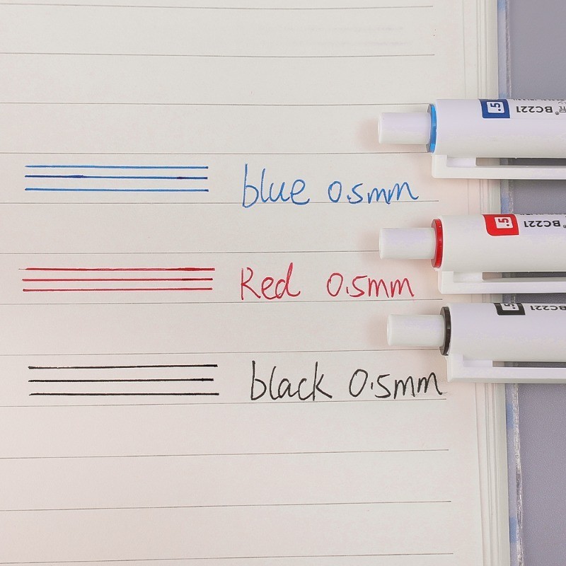 ปากกาหมึกเจล แบบกด แห้งเร็ว 0.5 มม. สีดํา แดง น้ําเงิน สําหรับโรงเรียน สํานักงาน เครื่องเขียน - รูปที่ 3