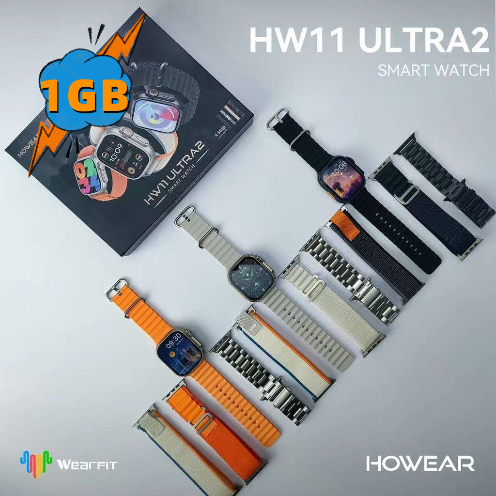 ใหม่ นาฬิกาข้อมือสมาร์ทวอทช์ 2.1 นิ้ว HW11 ULTRA2 GPT2.0 Siche 525 ชิป 1GB บันทึก NFC พร้อมสาย 4 สาย PK HK9 ULTA2 2024