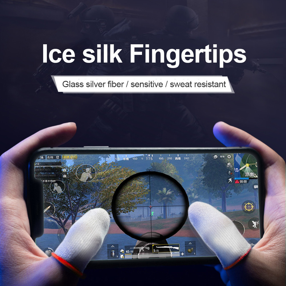 ถุงมือปลายนิ้วสำหรับเล่นเกมโทรศัพท์มือถือ กันเหงื่อ ปลอกนิ้วสำหรับเล่นเกม กันลื่น ปลอกนิ้วสำหรับเล่นเกม Fibretouch สีเงิน