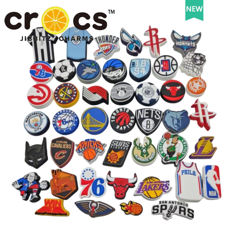 jibbitz crocs แท้ อุปกรณ์เสริมหัวเข็มขัด ลายการ์ตูนโลโก้ Nba jibbitz crocs สําหรับรองเท้าบาสเก็ตบอล DIY