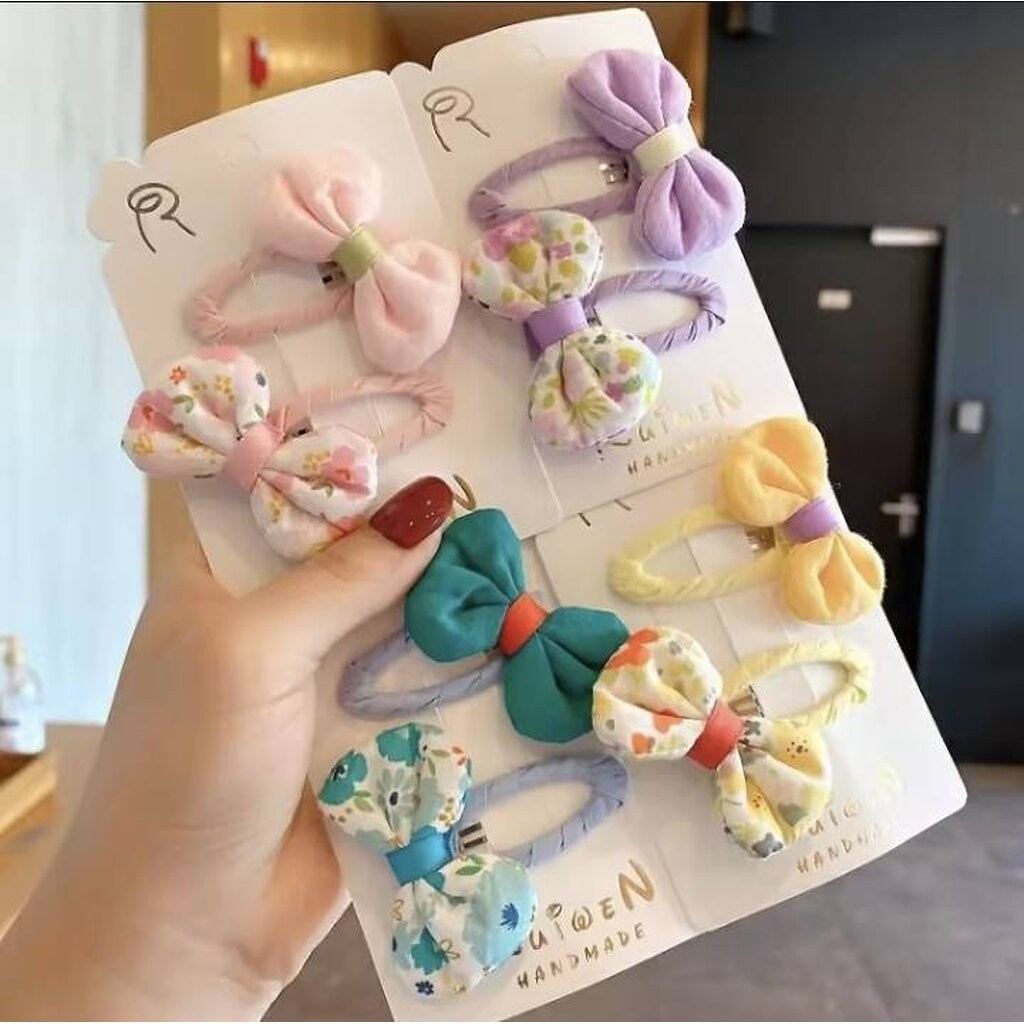 มาหยากิ๊ฟช้อป กิ๊บโบว์ติดผม พิมพ์ลาย และสีเรียบพาสเทล น่ารักดูดี แฟชั่นประดับผมสำหรับผู้หญิง 2 ชิ้น ขนาด 5 ซ.ม.