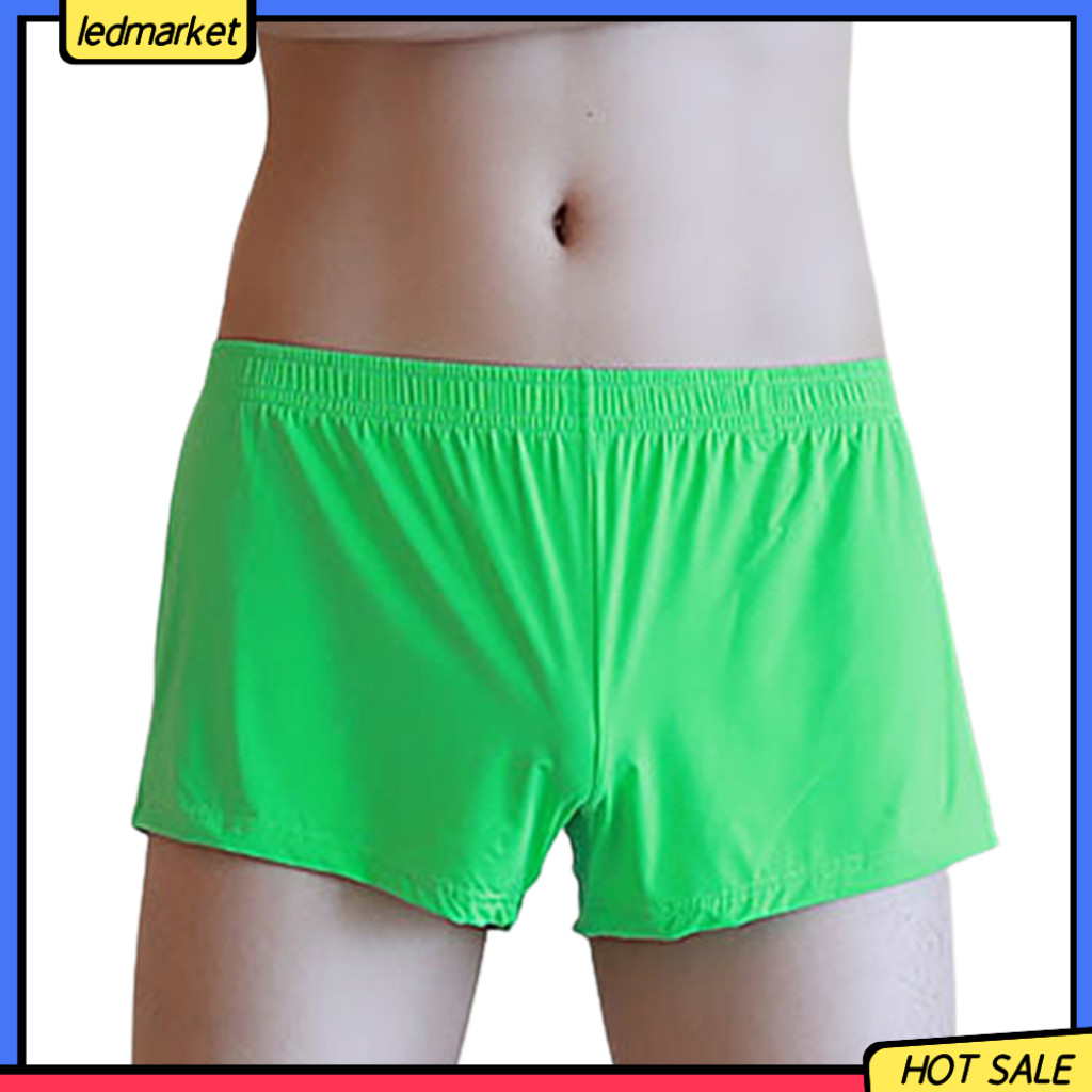 (Ledmarket) กางเกงบ็อกเซอร์ ผ้าไหมเรยอน ทรงหลวม ยืดหยุ่น ใส่สบาย สําหรับผู้ชาย