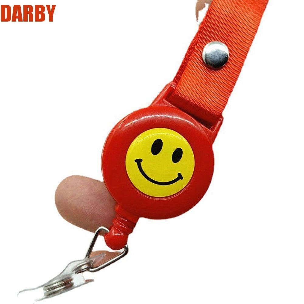 Darby เชือกเส้นเล็ก ยืดหดได้ พร้อมสายคล้อง รูปหน้ายิ้ม สําหรับหนีบป้ายชื่อ บัตร บัตรประจําตัว พวงกุญแจ โทรศัพท์
