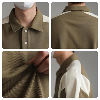 CLIFF เสื้อโปโลผู้ชาย สไตล์เกาหลี ผ้าวาฟเฟิลด์ สีเย็บต่อกัน แฟชั่นยอดนิยม ลำลองใส่สบาย