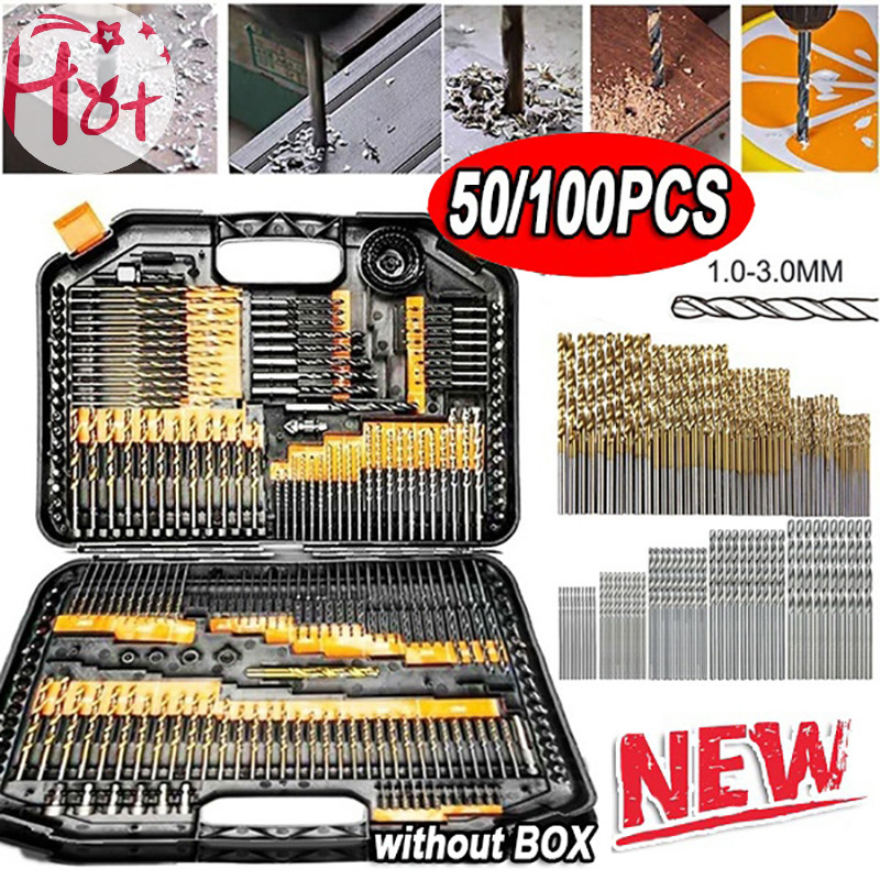 Ge ชุดดอกสว่านเหล็ก เคลือบไทเทเนียม ความเร็วสูง ทรงสี่เหลี่ยม 100/50 ชิ้น