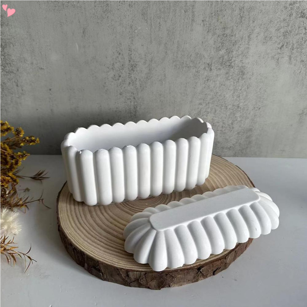 ถาดแม่พิมพ์ซิลิโคนเรซิ่น รูปไข่ พร้อมฝาปิด แฮนด์เมด สําหรับทําเทียน แจกันดอกไม้ คอนกรีต ปูนปลาสเตอร์ DIY