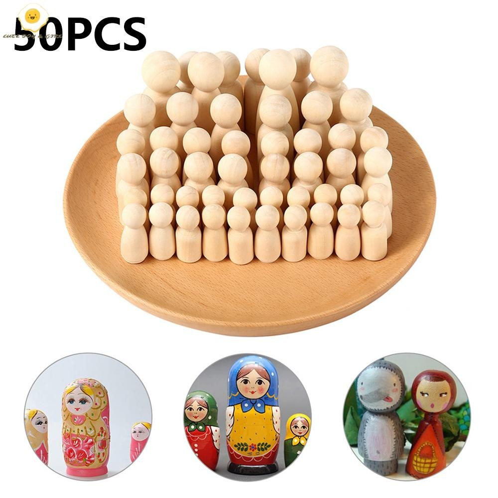 [50 ชิ้น] ตุ๊กตาหมุดไม้ธรรมชาติ DIY สําหรับเด็ก SHOPSBC3385