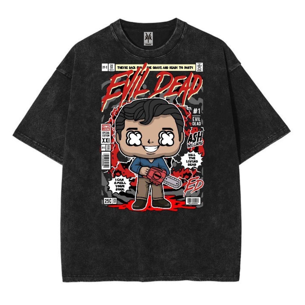 เสื้อยืดโอเวอร์ไซส์ evil dead i สามารถกลิ่น soul washing vintage tee
