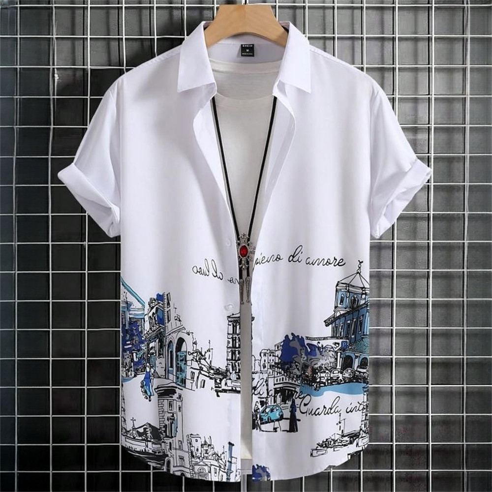 เสื้อเชิ้ตแขนสั้น พิมพ์ลาย 3 มิติ แบบเรียบง่าย คุณภาพสูง สไตล์ฮาวาย เหมาะกับเดินชายหาด สําหรับผู้ชาย