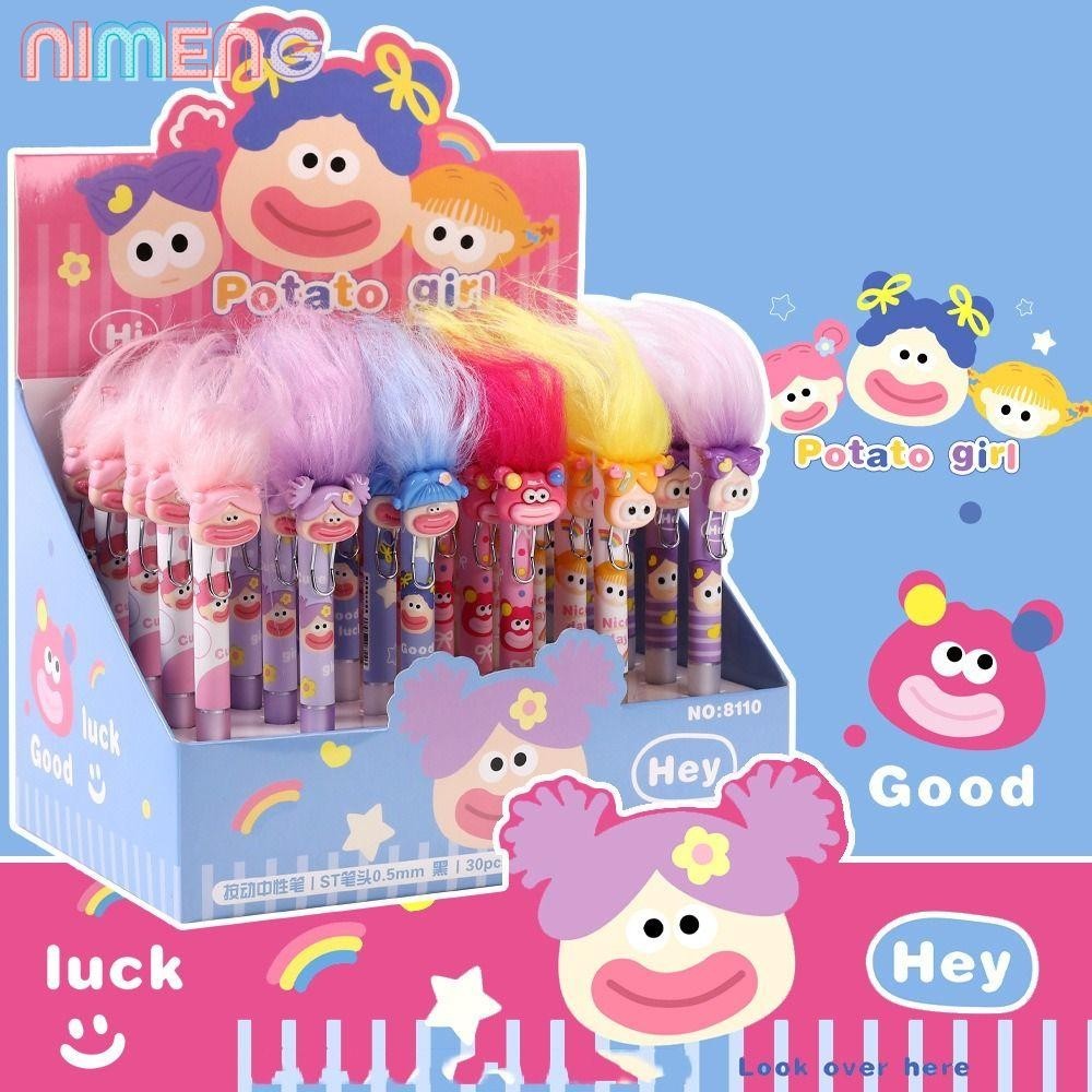 Nimeng ปากกา ลายการ์ตูนน่ารัก 0.5 มม. สีดํา DIY เครื่องเขียน สําหรับเด็กนักเรียน