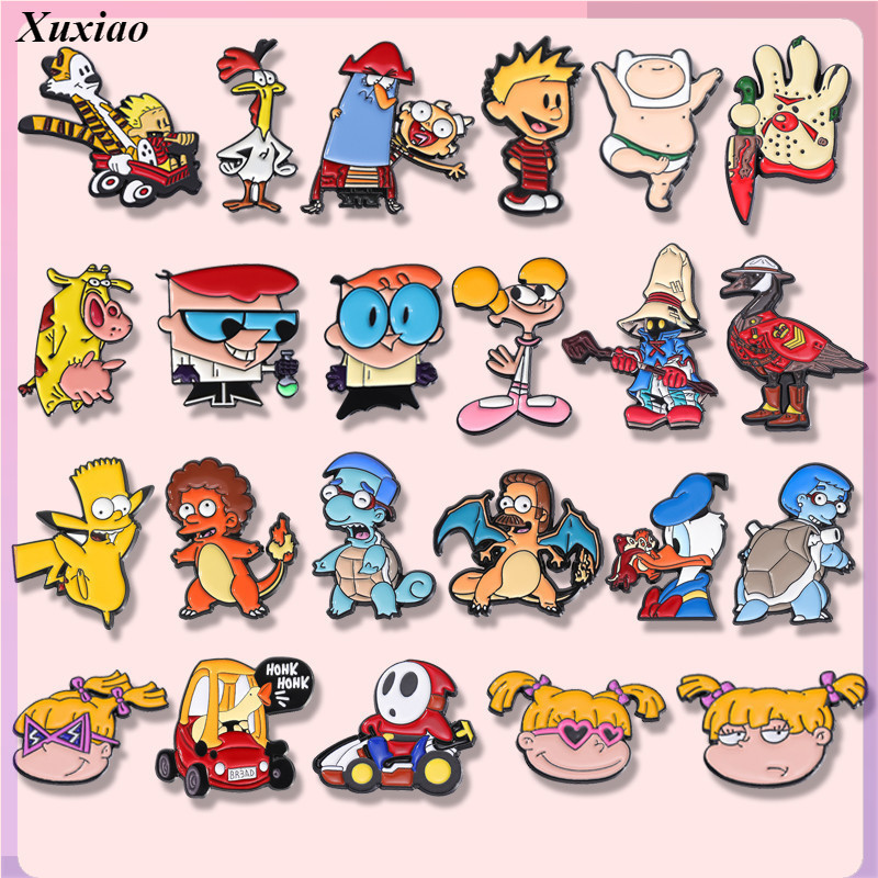 เข็มกลัดโลหะ รูปการ์ตูนแอนิเมชั่น Angelica Pickles Dexter's Laboratory Backpack Badge Kevin's Magic Tiger World Simpsons ของขวัญของที่ระลึก สําหรับเพื่อน