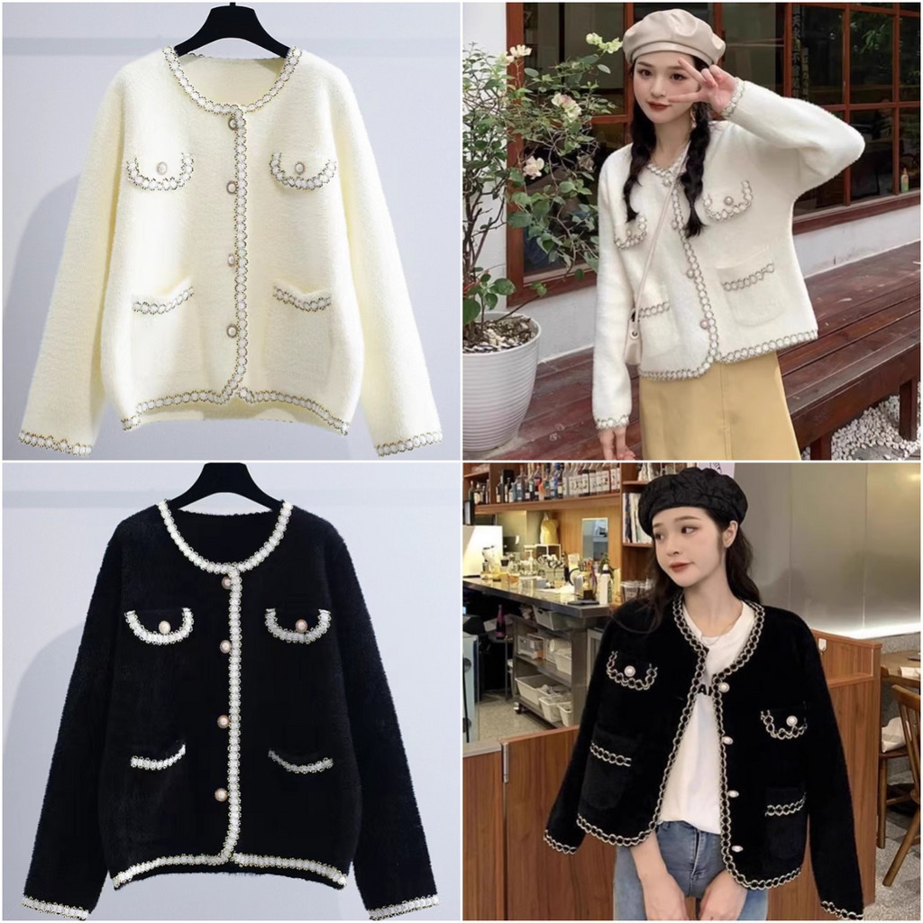 ccute พร้อมส่ง เสื้อแขนยาว ขนมุ้งมิ้ง โอเวอร์ไซต์ แฟชั่นไม่ตกเทรน สีคลุมโทน