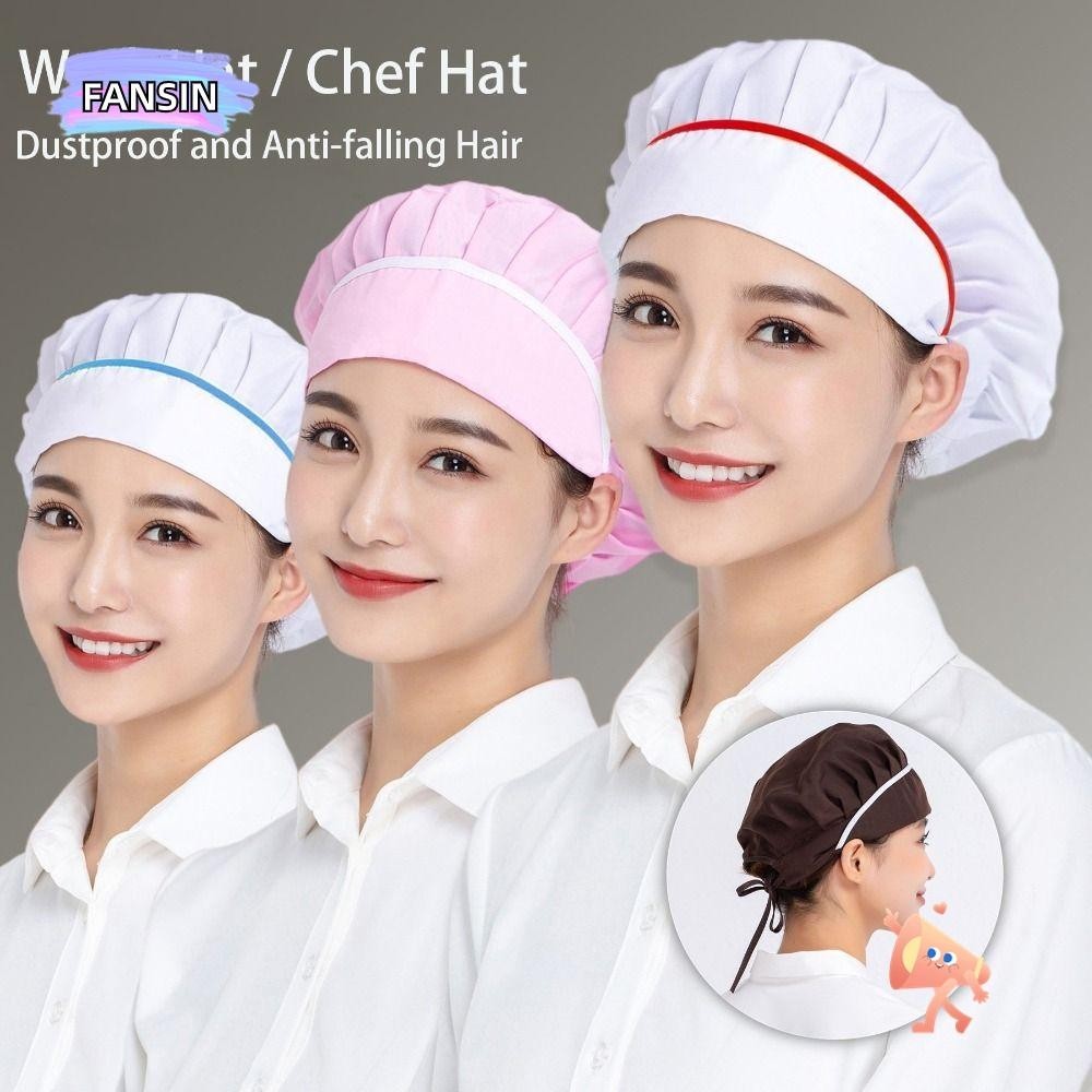 Fansin หมวกเชฟ ตาข่าย ระบายอากาศ เก๋ไก๋ กันควัน กันฝุ่น ใส่ทํางาน ทําอาหาร หมวกถูกสุขอนามัย หมวกบริการอาหาร