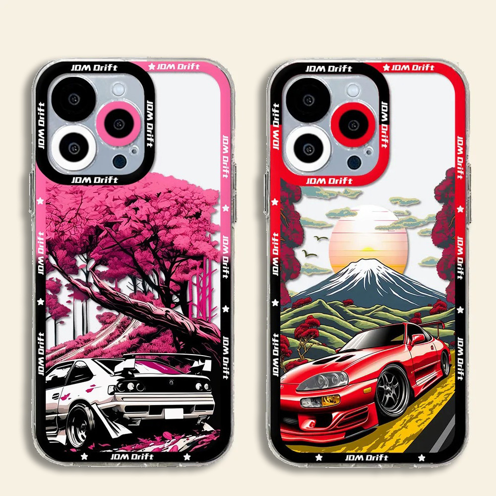 เคสโทรศัพท์มือถือ ซิลิโคนนุ่ม ใส ลายอะนิเมะ JDM Drift Sports Car สําหรับ Xiaomi Redmi Note 12 11 13 Pro Plus 5G Turbo 12S 11S 10 10S 9S 9 Pro 8 Redmi 12 13C 9A 10C 12C