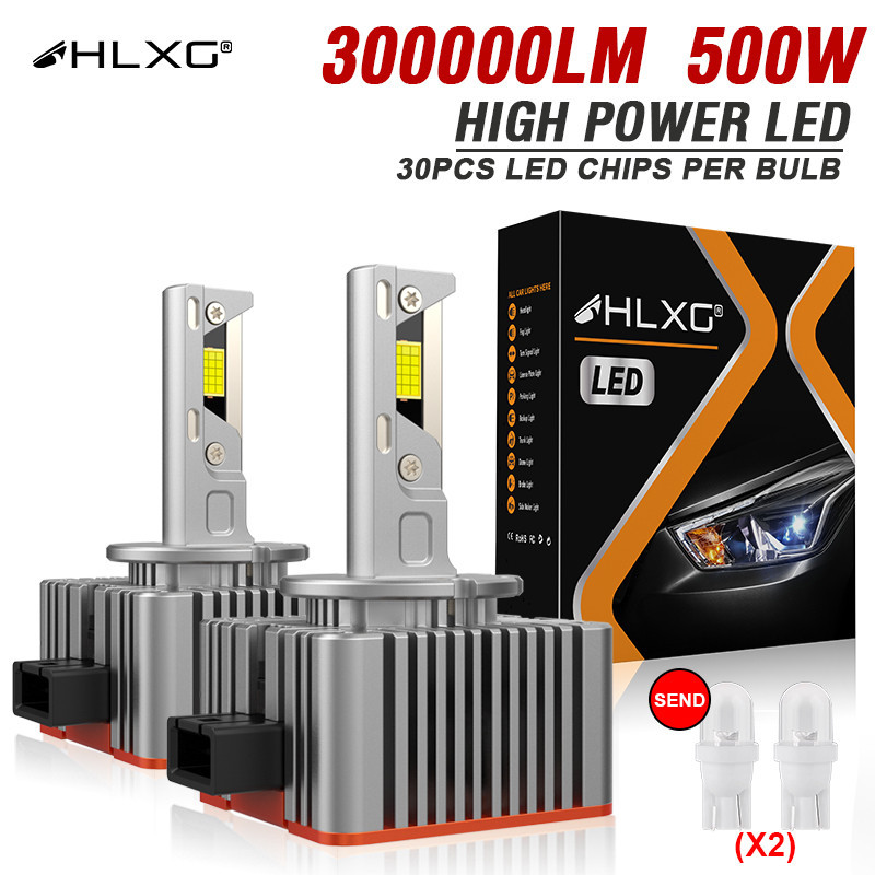 Hlxg D3S D1S ไฟหน้าแคนบัส LED HID Plug &amp; Play D2S D4S D5S D8S 500W 300000Lm หลอดไฟ LED ชิป CSP D1R สองด้าน สําหรับรถยนต์