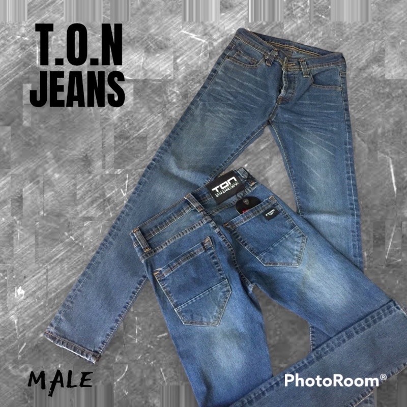 TON Jeans กาเกงยีนส์ขาเดฟฟอกซีดสีไม่ตก (ไม่ขาด)Ton