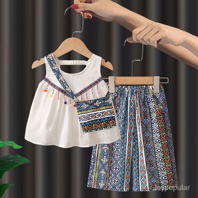 [JOY] ชุดเสื้อผ้า สไตล์ชนเผ่า แฟชั่นฤดูร้อน สําหรับเด็กผู้หญิง