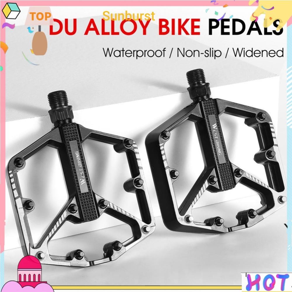 West BIKING ที่เหยียบเท้า อะลูมิเนียมอัลลอย กันลื่น สําหรับจักรยานเสือภูเขา [Sunburst11.th]