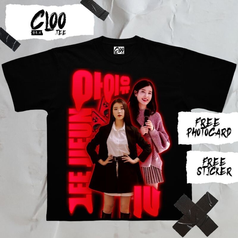 ผ้าฝ้ายแท้เสื้อยืดลำลองKPOP IU CLOOTEEสตรีสตรีเสื้อยืดS-5XL
