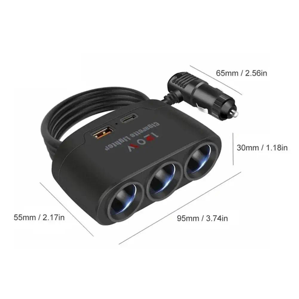 อะแดปเตอร์ซ็อกเก็ตที่จุดบุหรี่ 120W 12V 24V USB PD แบบชาร์จเร็ว สําหรับรถยนต์ DVR GPS Dashcam - รูปที่ 6