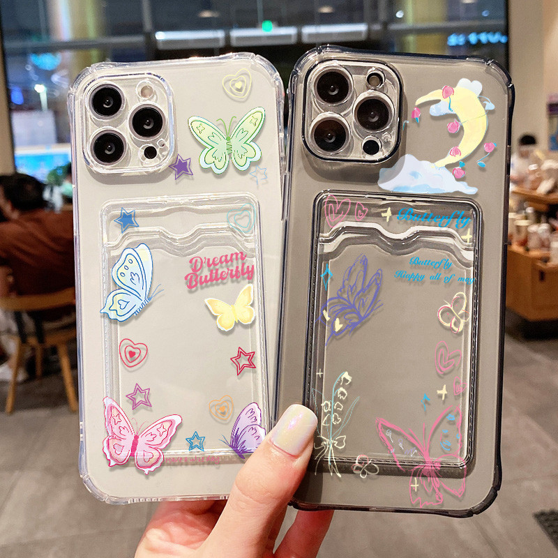 เคส for iPhone 16 11 15 14 12 13 Pro Max 6 7 8 Plus XR เคสโทรศัพท์มือถือที่ต้องมีบัตรและป้องกันการตกสำหรับเจ้าหญิงไล่ดาว