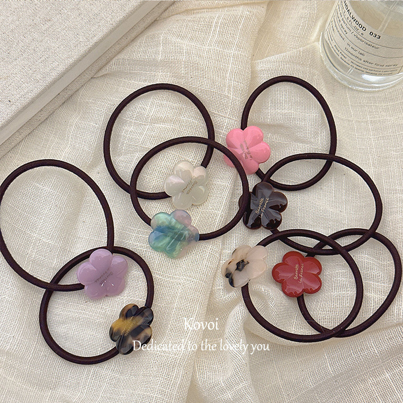 Kovoi ยางรัดผมแฟชั่น ลายดอกไม้ สีทอง ขนาดเล็ก สไตล์ฝรั่งเศส เรโทร