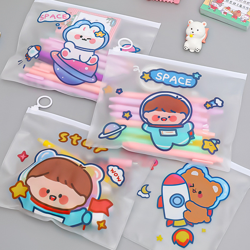 กระเป๋าซิปล๊อค ใส่ดินสอ ปากกา เครื่องเขียน ลายการ์ตูนน่ารัก อุปกรณ์การเรียน